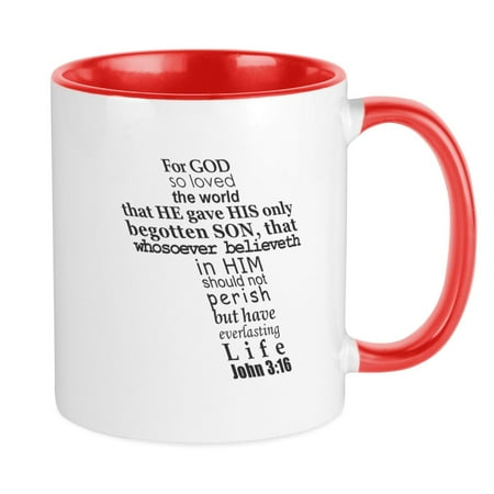 

CafePress - John 3:16 KJV Dark Gray Print Mug - Ceramic Coffee Tea Novelty Mug Cup 11 oz