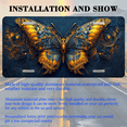 thumbnail image 3 of 1 Pcs 2D Flat License Plate Covers & Frames, Ornate Golden Butterfly For Decorative Front, Waterproof For Decoration Aluminum License Plate Covers & Frames Cover For Men Women, 12" X 6", 3 of 7