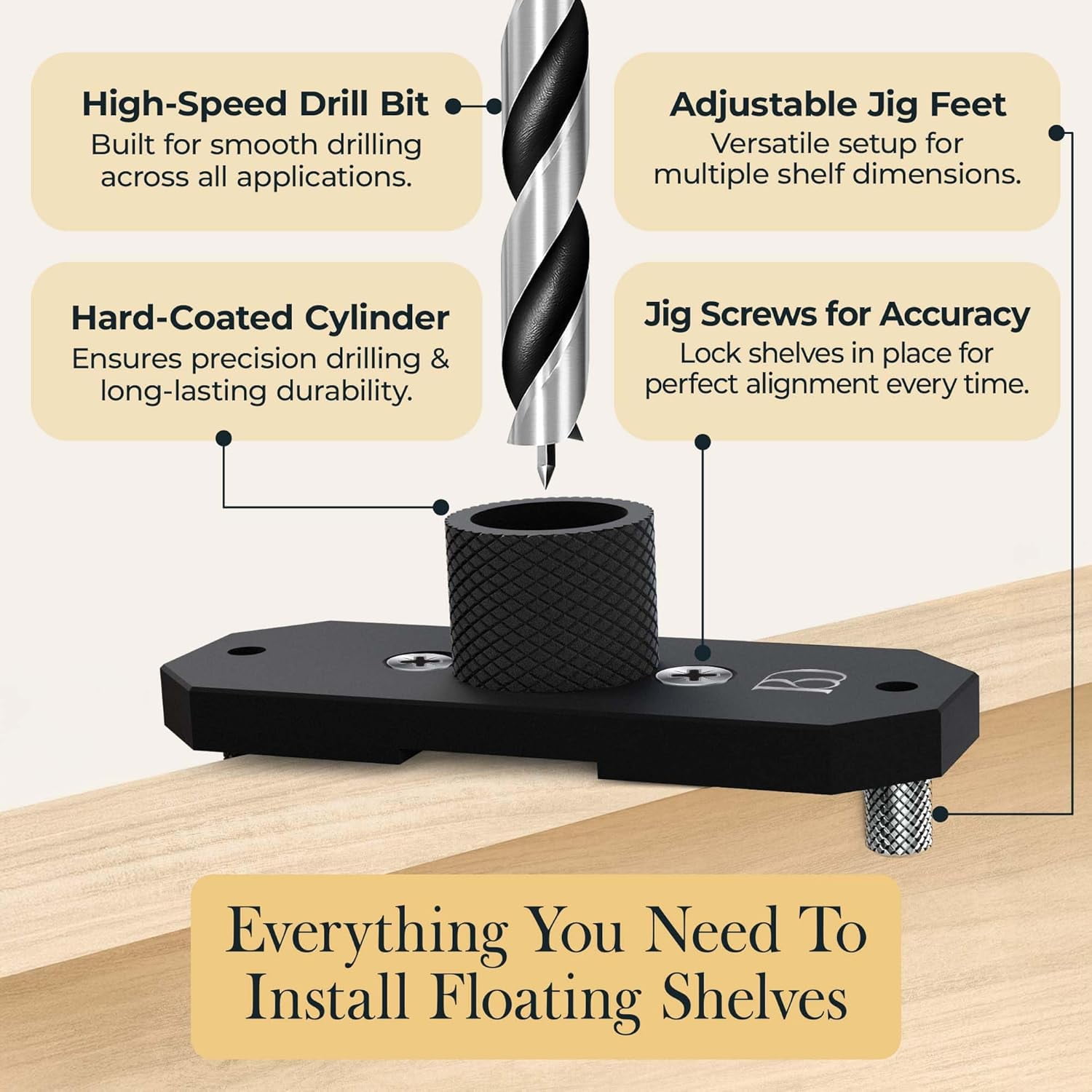 Invisible Floating Shelf Bracket 5 Inch Rod 1/2 inch Diameter Heavy Duty with Jig – Hidden Metal Mantel Mount for Wall Shelves – Floating Shelf Hardware for Bathroom, Kitchen & Living Room (4 Pack)