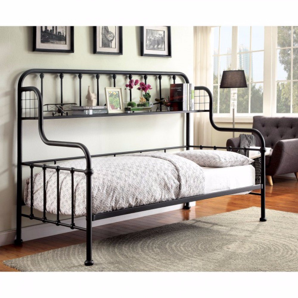 Contemporary Style Black Metal Daybed