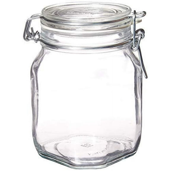Synchkg122276 Fido Clear Glass Jar With 85 Mm Gasket, Liter (Pack Of 2) 1