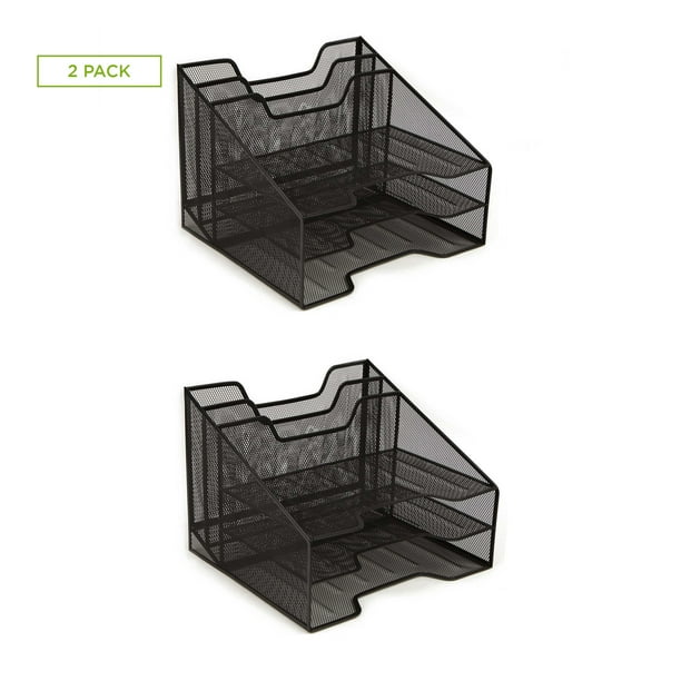 Mind Reader Metal Mesh Desk Organizer 5 Trays Desktop Document