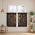 thumbnail image 2 of Boho Black Flowers Kitchen Curtain for Berdoom Living Room Cafe 45 Inch Length, Spring Abstract Watercolor Floral Leaf Tiers Curtains Light Filtering Drapes Window Treatment 2 Panels 52"Wx45"L, 2 of 8