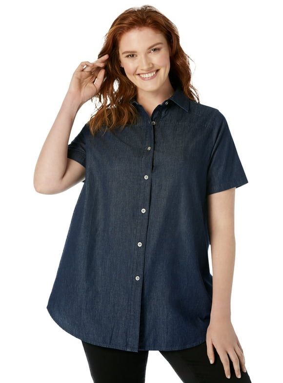 Denim Short Sleeve Shirt Womens