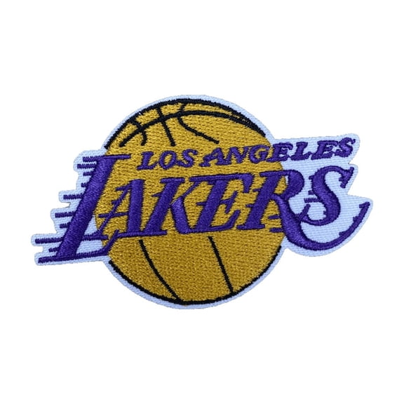 LOS ANGELES LAKERS IRON ON EMBROIDERED PATCH 2.5" BASKETBALL