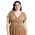 thumbnail image 4 of Vestido plisado Roman Fashion 5412 Cobre cafe Talla Extra, 4 of 6
