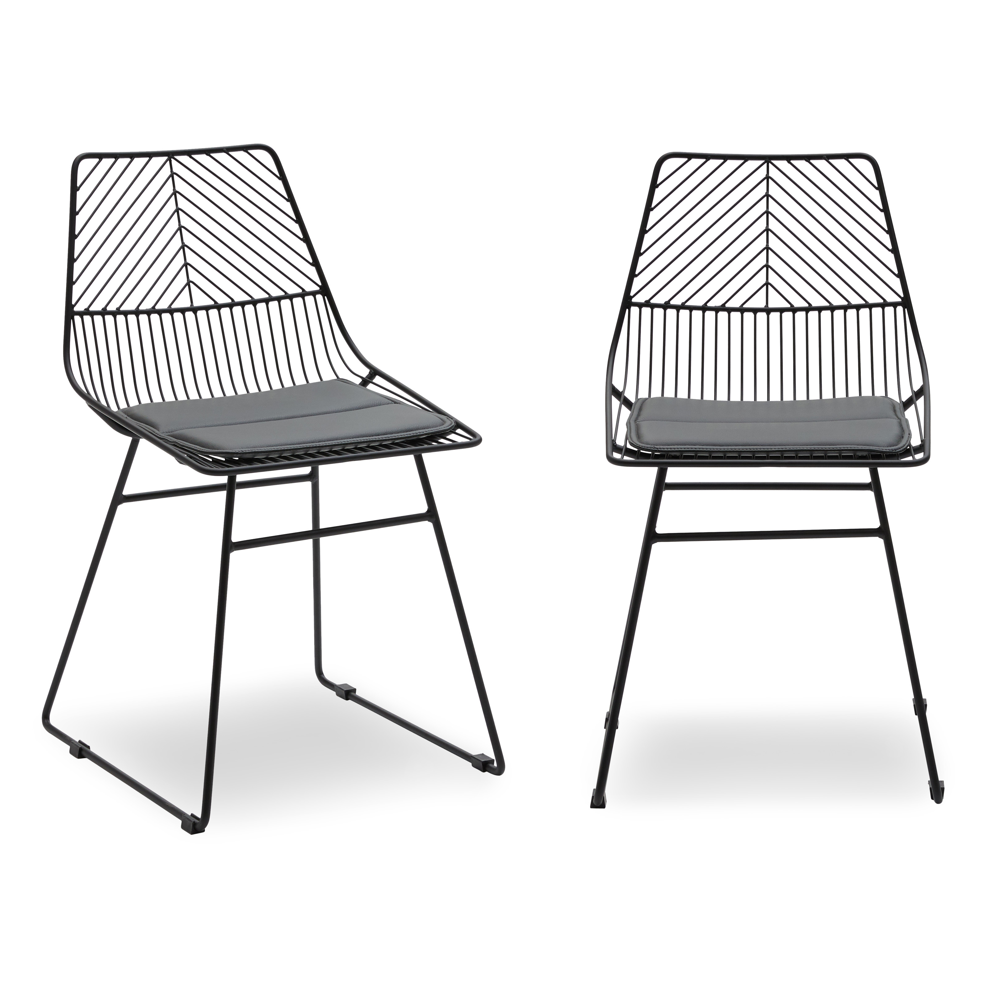 MoDRN Scandinavian Metal Dining Chair with Cushion Set of 2 | Onsales11.com