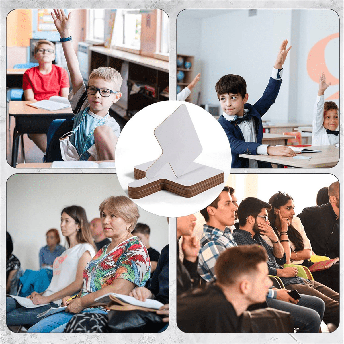 10Pcs 9.6X8Inch Dry Erase Answers Paddle, Handhold Wooden White Board Double Sided Answer
