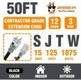 thumbnail image 3 of 50'FT BLACK Contractor Grade Outdoor Extension Cord 50' Feet Power Light Up End, 3 of 12
