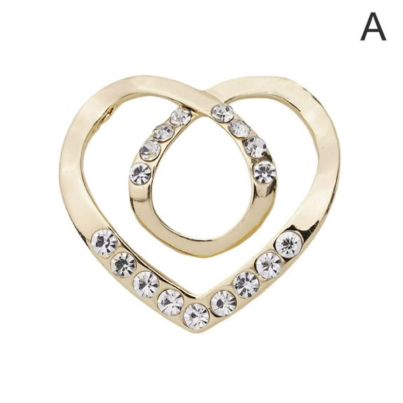 Women Metal Rhinestone Scarf Buckle Heart Scarf Brooch Clips Ring Buckle O8P6