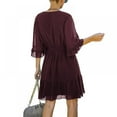 thumbnail image 4 of Femmes Mini Robe Taille Élastique Volants Robe de Soirée Ample Fit Dot Print V Cou Manches Courtes Robe Fluide, 4 of 9