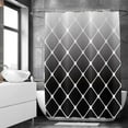 thumbnail image 3 of Black Ombre Morocco Geometric Shower Curtain - Black & White Modern Luxury, Waterproof Fabric, Machine Washable, Includes 12 Hooks, Elevates Any Bathroom Decor, 3 of 6