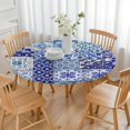 thumbnail image 2 of Round Elastic Tablecloth, Colorful Bohemian Print, Stretchable Polyester Fabric for Kitchen or Picnic Table, 2 of 4