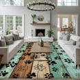 thumbnail image 5 of Teal Blue Brown Area Rug 8x10 Washable Rug Non Slip Rustic Farmhouse Dog Paw Vintage Large Area Rug Soft Stainresistant Indoor Floor Carpet for Living Room Bedroom Home Office Dining Room Nursery, 5 of 8