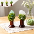 thumbnail image 2 of Natural Rocks Crystal Wooden Base Ornaments, Mori Stones Magical Wand Desktop Decor with Dried Flowers, Holiday Gifts, 2 of 6