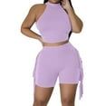 thumbnail image 2 of WRKEKC 2 Piece Sets for Women, Summer Outfits for Women, Ladies' Casual Trendy Solid Color Tassels Sleeveless Tank Tops and Shorts Two-Piece Sports Suit, 2 of 9
