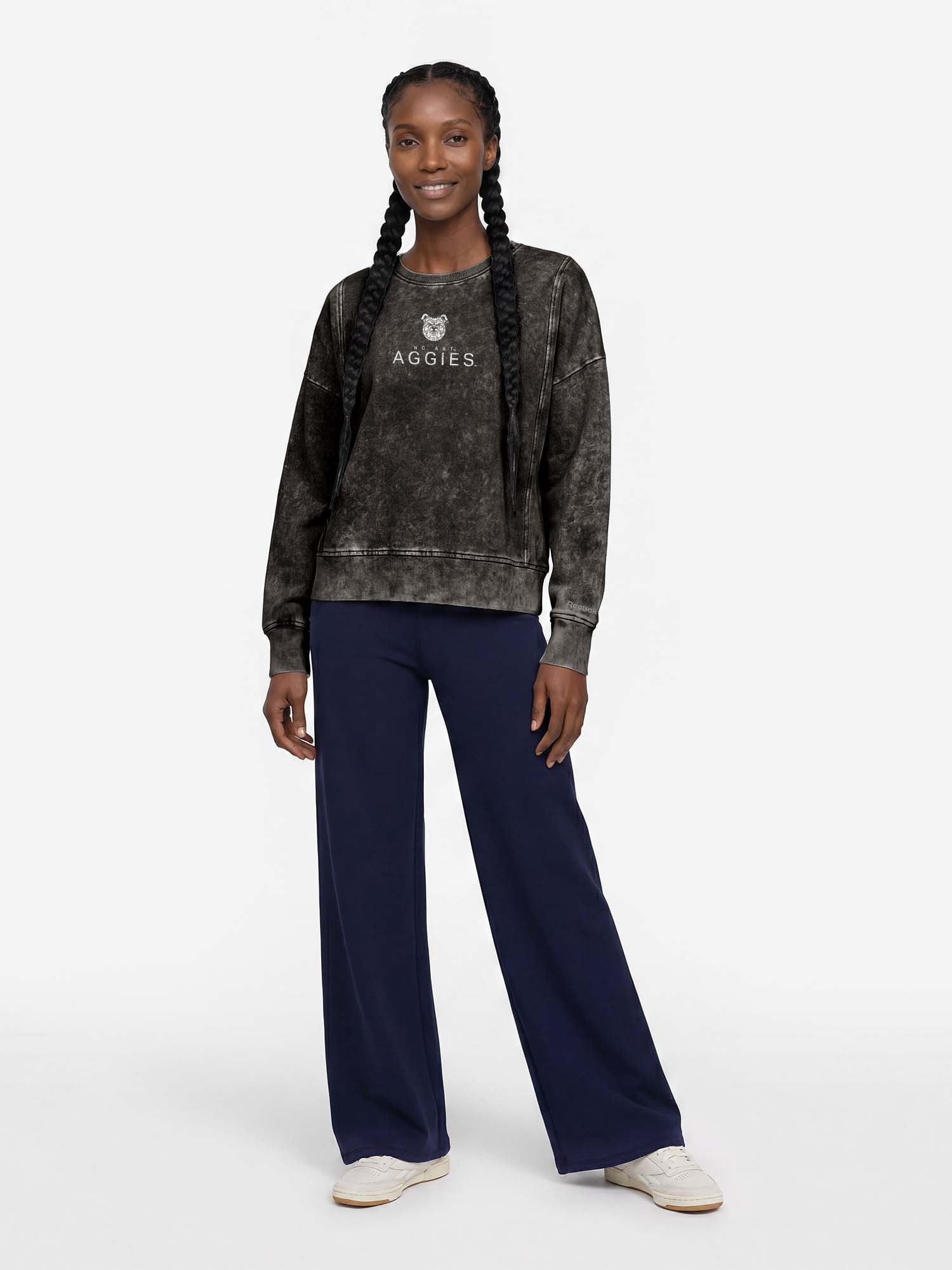 North Carolina A&T Aggies Reebok Womens Denim Wash Crew Neck Sweatshirt
