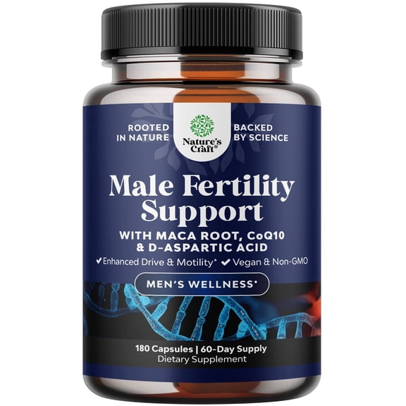 Natures Craft Male Fertility Supplement Prenatal Multivitamin for Sperm Motility, 180 Capsules