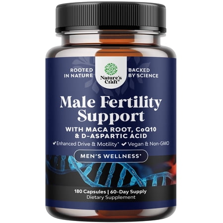 Natures Craft Male Fertility Supplement Prenatal Multivitamin for Sperm Motility, 180 Capsules