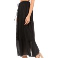 thumbnail image 4 of Sakkas Takara Maxi Broomstick Cascading Peasant Skirt with Elastic Waist - Black - One Size Regular, 4 of 5