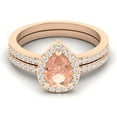 thumbnail image 2 of Dazzlingrock Collection 10K 7X5 MM Pear Morganite & Round Diamond Ladies Bridal Engagement Ring Set, Rose Gold, Size 5.5, 2 of 4