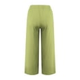 thumbnail image 4 of Bloomae Plus Size Linen Pants Women Summer Wide Leg Pants Lightweight Drawstring Elastic Waist Pants High Waisted Cotton Lounge Pants Casual Beach Trousers with Pockets A-Green#02 XL, 4 of 9