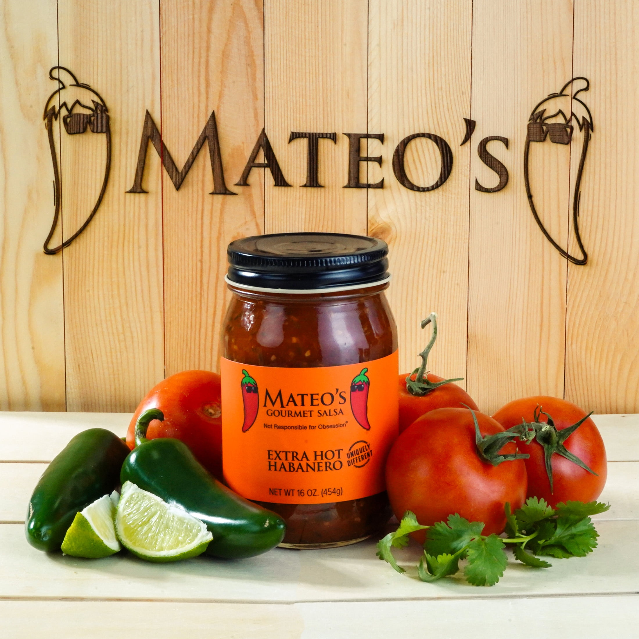(2 pack) Mateo's Gourmet All Natural Habanero Hot Salsa, Extra Spicy Heat, Regular16oz Glass Jar