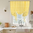 thumbnail image 3 of Yellow Tie Up Curtain Valance for Window,Adjustable Rod Pocket Window Curtains Shades,Country French Rustic Buffalo Plaid Modern Art Light Filtering Valance Drapes for Living Room Bedroom 42"x45", 3 of 9