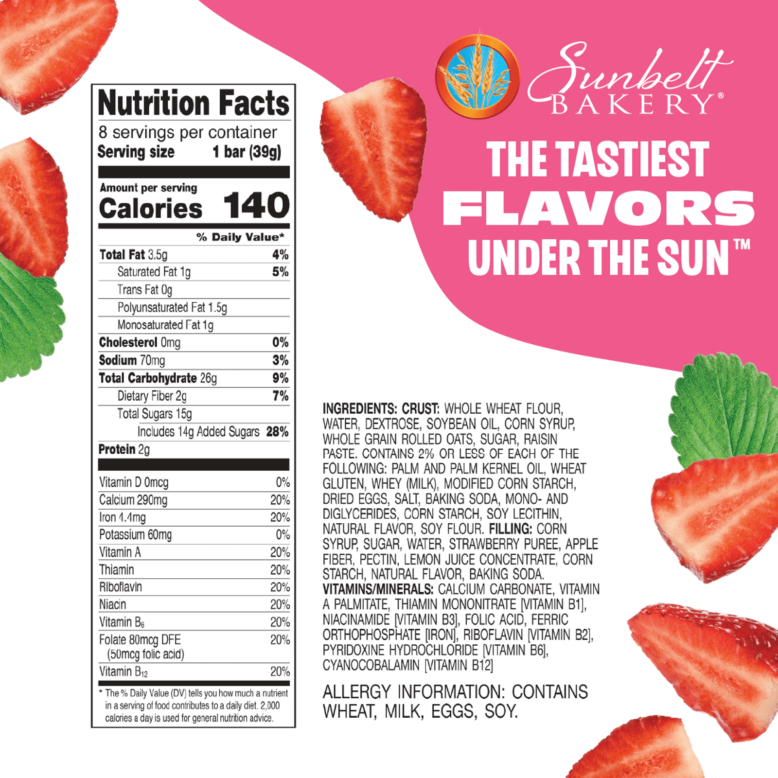 (4 pack) Sunbelt Bakery Strawberry Fruit & Grain Bars - 8ct