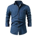 thumbnail image 1 of Mens Shirts Button Down Workwear Solid Color Lapel Long Sleeved Brown Going Out Fall Tops size M, 1 of 3