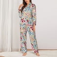 thumbnail image 2 of Fotbe Trendy Floral Design Conjunto de Pijama de Manga Larga para Mujer con Estampado, Ropa de Dormir de 2 Piezas, Conjunto de Casa Suave y Cómodo con Bolsillos-Small, 2 of 7