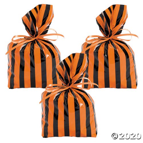 Black & Orange Striped Cellophane Bags