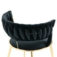 thumbnail image 6 of Velvet Dining Chairs Set of 2, Modern Woven Accent Chairs with Solid&PlyWood Frame, Metal Legs, 2pcs Luxury Tufted Armchair for Dining Room, Kitchen, Living Room, Black, 6 of 9
