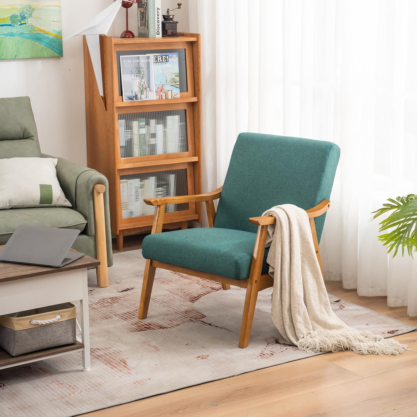 UBesGoo Mid Century Modern Accent Chair Fabric Lounge Armchair Club