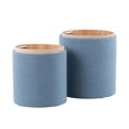 thumbnail image 4 of Lumisource Tray Contemporary Nesting Ottoman Set in Blue Fabric and Natural Wood, 4 of 8