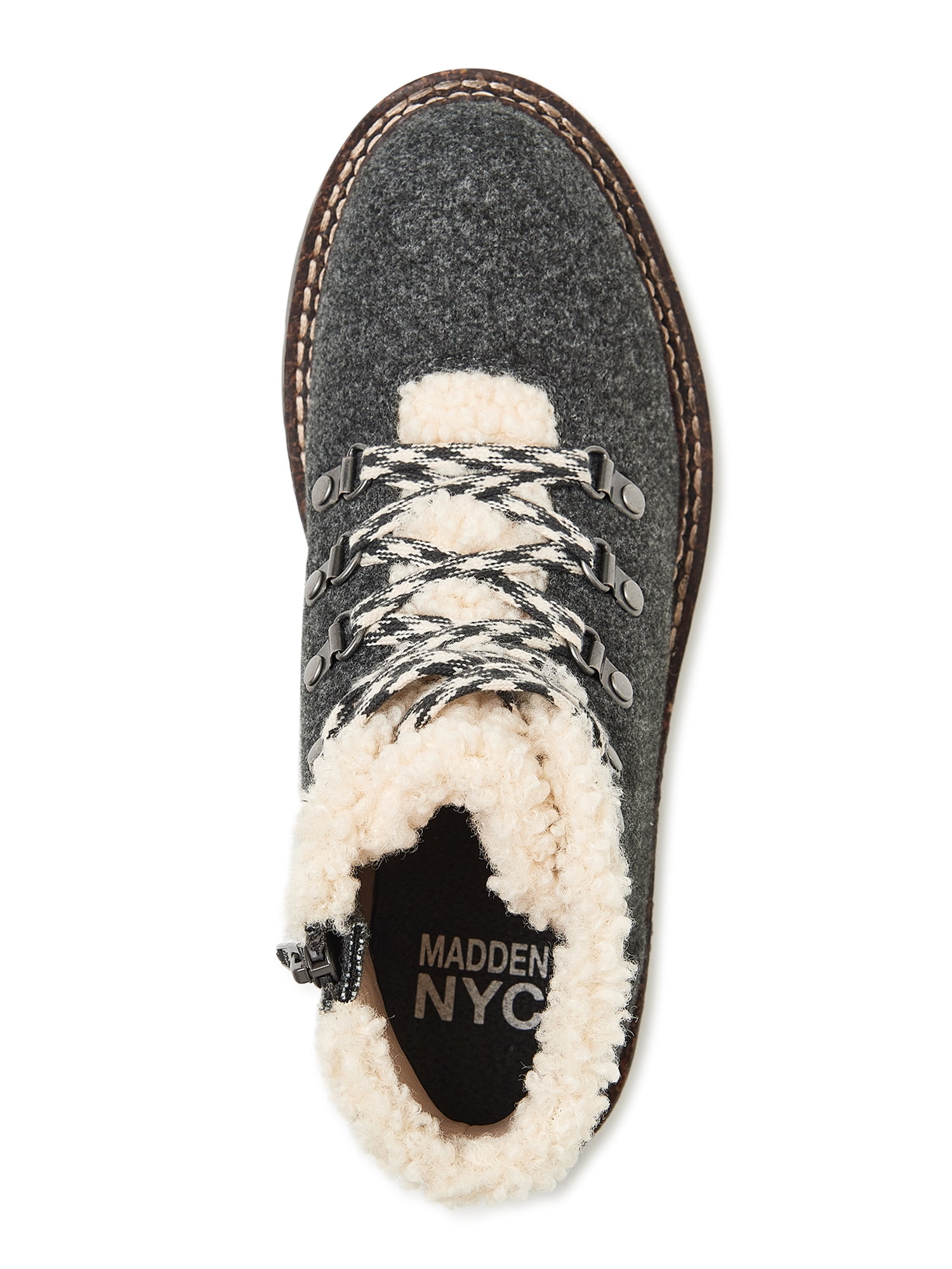 Madden NYC Women's Hiker Wedge Lace Up Boots