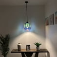 thumbnail image 3 of Tiffany Mini Table Lamp Pink Blue Stained Glass Hummingbird Flowers Pull Chain Switch LED Bulb Included for Living Room Bedroom Bedside 8" D*8" W*15" H, 3 of 6