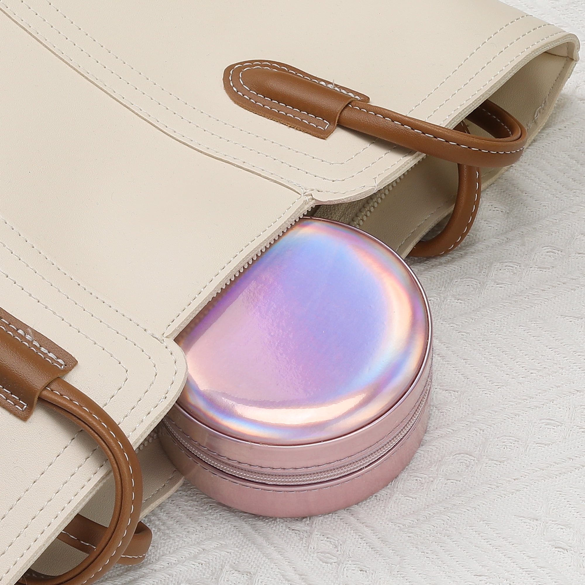 Unique Bargains Jewelry Box PU Leather Jewelry Organizer Storage Display Holder for Ring Pink