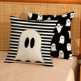 thumbnail image 3 of Halloween Decor Pillow Covers 18x18 Set of 2 Black Cute Ghost Throw Pillow Covers Halloween Decoration Pillow Covers for Halloween Home Decorative Cushion Case for Couch Sofa., 3 of 6