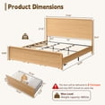 thumbnail image 3 of Aitjunz Modern King Size Bed Frame with 50" Tall Headboard and 3 Storage Drawers, Wood Platform Bed with Curved Design, No Box Spring Needed, Natural, 3 of 8
