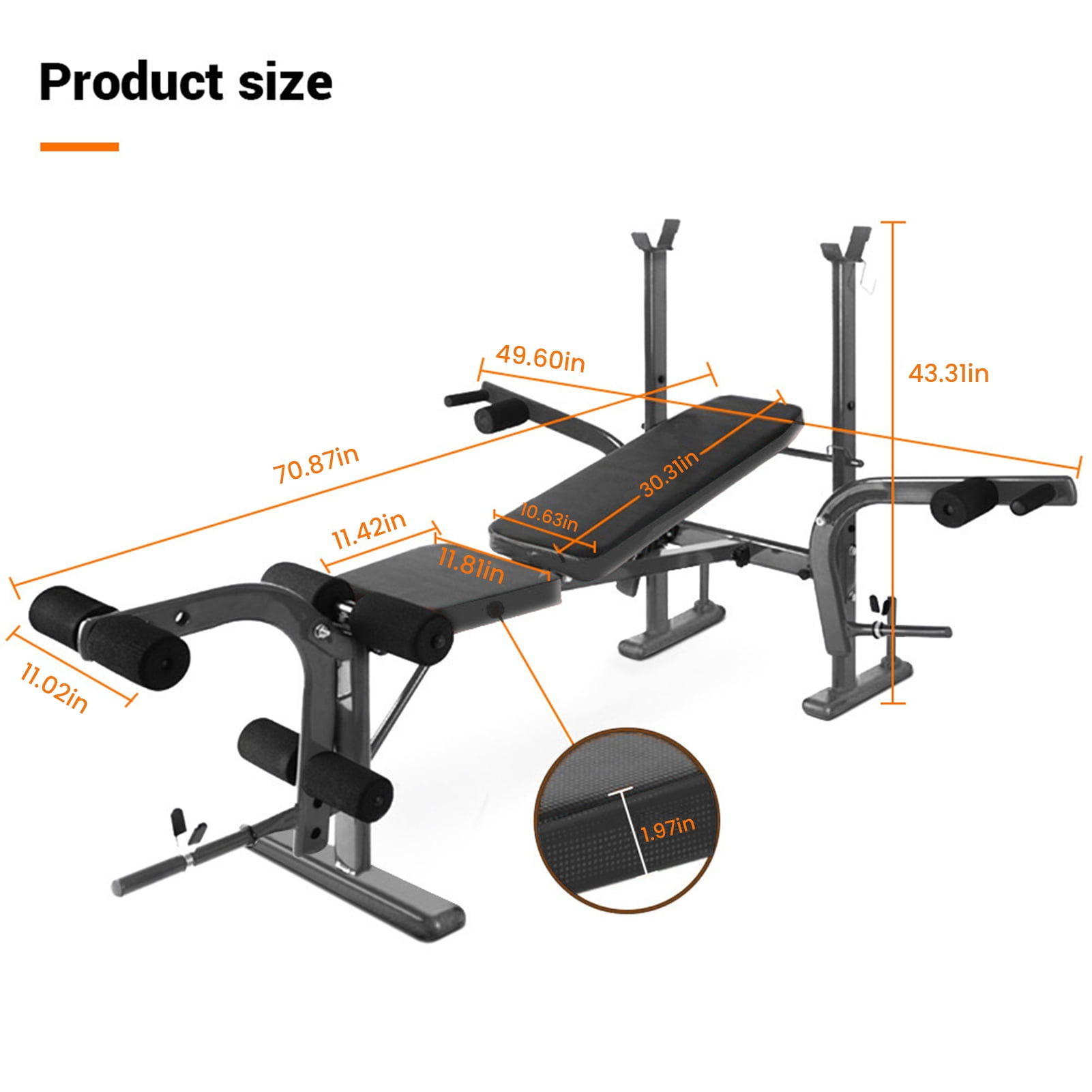 Meoldis 4-in-1 Adjustable Weight Bench Set with Leg Developer & Preacher Curl, 800 LBS Capacity Home Gym Strength Training Equipment