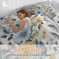 thumbnail image 3 of Yellow Blue Flower Duvet Cover Set California King Size Abstract Floral Art Leaf Vintage Soft Lightweight Comforter Covers 4 Piece Bedding Set with 1 Duvet Cover 1 Bed Sheet & 2 Pillow Shams, 3 of 8