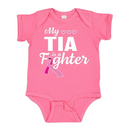 

Inktastic Breast Cancer Awareness My Tia is a Fighter Gift Baby Boy or Baby Girl Bodysuit