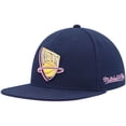thumbnail image 3 of Men's Mitchell & Ness Navy New Jersey Nets 35 Years Burnt Sunrise Fitted Hat, 3 of 5
