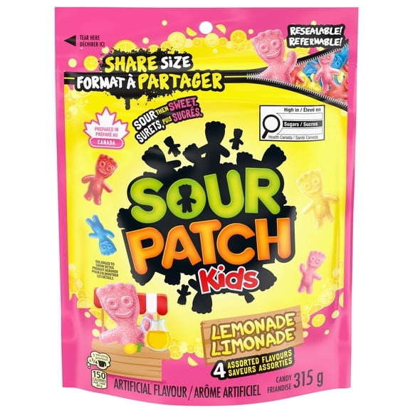 Friandises SOUR PATCH KIDS à saveur de limonade, surets, puis sucrés
