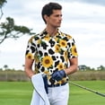 thumbnail image 3 of Honeii Cute Cow Print Sunflower A print Polo Shirt, a classic short-sleeved, button-down golf shirt designed for menLarge, 3 of 6