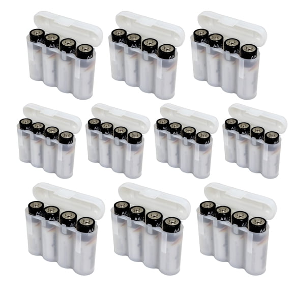 10 EBC Battery White AA AAA CR123A Plastic Battery Holder Storage Cases