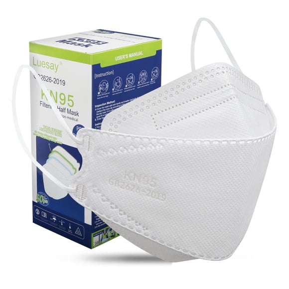 Mascarillas faciales Luesay kn95, paquete de 50 unidades, transpirables, desechables, blancas