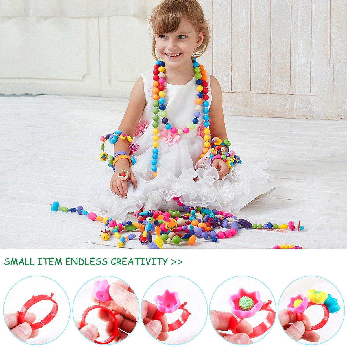 HOMEMAXS TOYMYTOY Snap Beads Set Creative DIY Necklace Bracelet Jewelry Making Kit for Girls Art Crafts Educational Toy