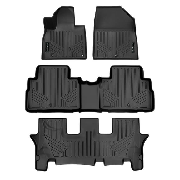 SMARTLINER 3 Rows Custom Fit Floor Liners Compatible with 2020 - 2025 Kia Telluride 8 Passenger and 7 Passenger